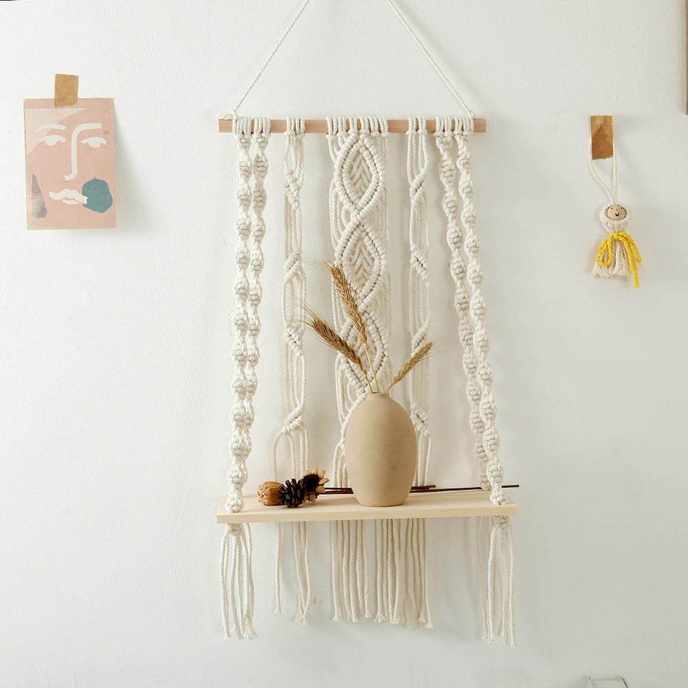 DIY Handmade Tassel Macramé Tapestry Wall Hanging Shelf