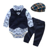 Newborn Boy Clothes Romper + Vest + Hat  Set