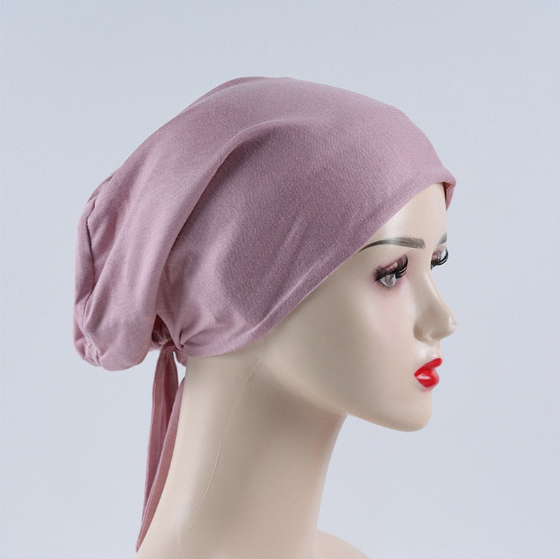 Double Layer Soft Satin Hijab Cap