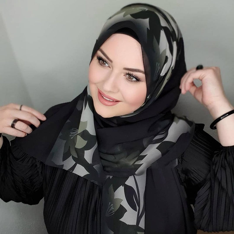 Islamic Chiffon Black Hijab