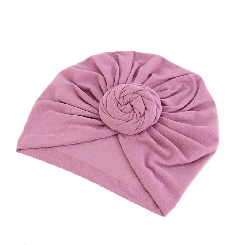 Top Knot Flower Decorate Headwrap