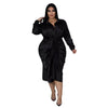 Elegant Satin Plus Size Women Shirt Dress