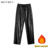 High Waisted Straight Leather Trousers